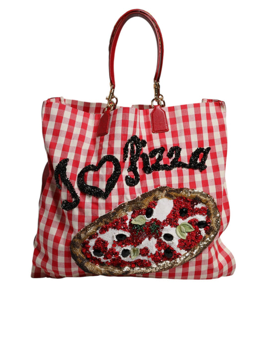 Sac cabas en coton à carreaux rouges Dolce &amp; Gabbana