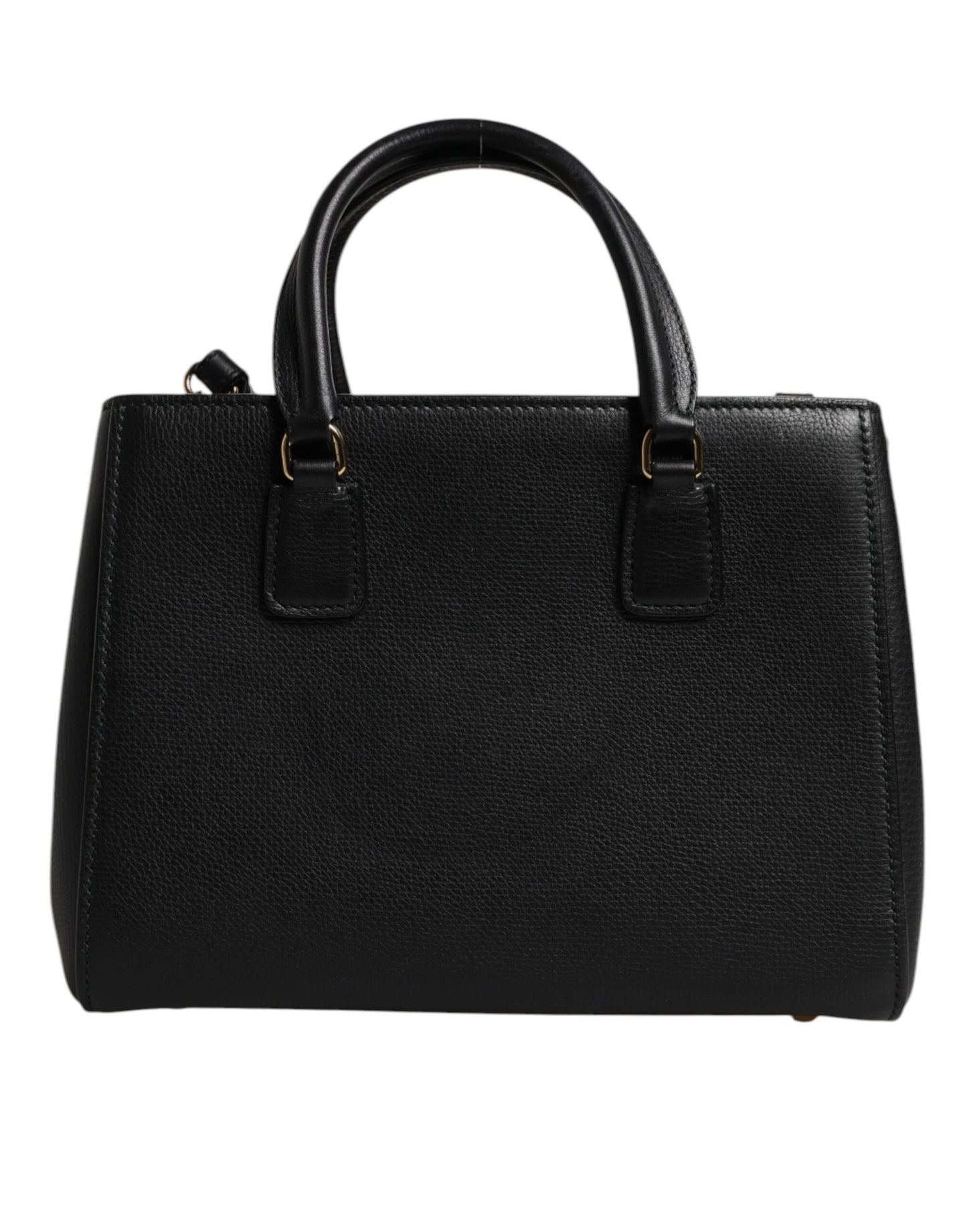 Sac à main à bandoulière Dolce &amp; Gabbana en cuir de veau noir avec plaque logo