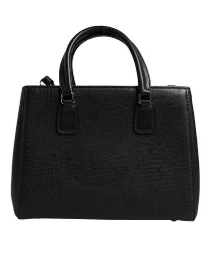 Sac à main à bandoulière Dolce &amp; Gabbana en cuir de veau noir avec plaque logo