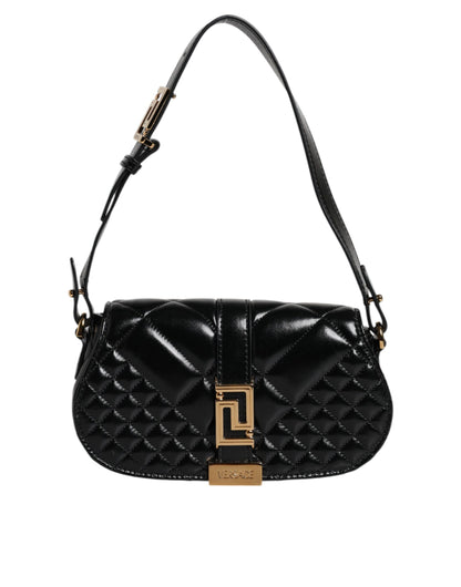 Sac bandoulière matelassé en cuir de veau noir Versace