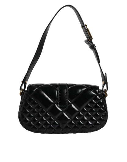 Sac bandoulière matelassé en cuir de veau noir Versace