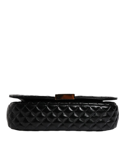 Sac bandoulière matelassé en cuir de veau noir Versace