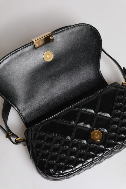 Sac bandoulière matelassé en cuir de veau noir Versace