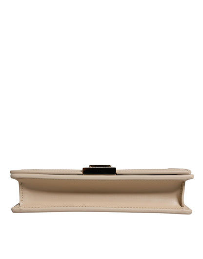 Sac bandoulière portefeuille Versace en cuir de veau beige avec chaîne dorée