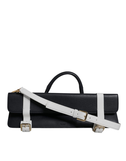 Dolce & Gabbana Blue White Calfskin Leather Crossbody Shoulder Bag by Dolce & Gabbana