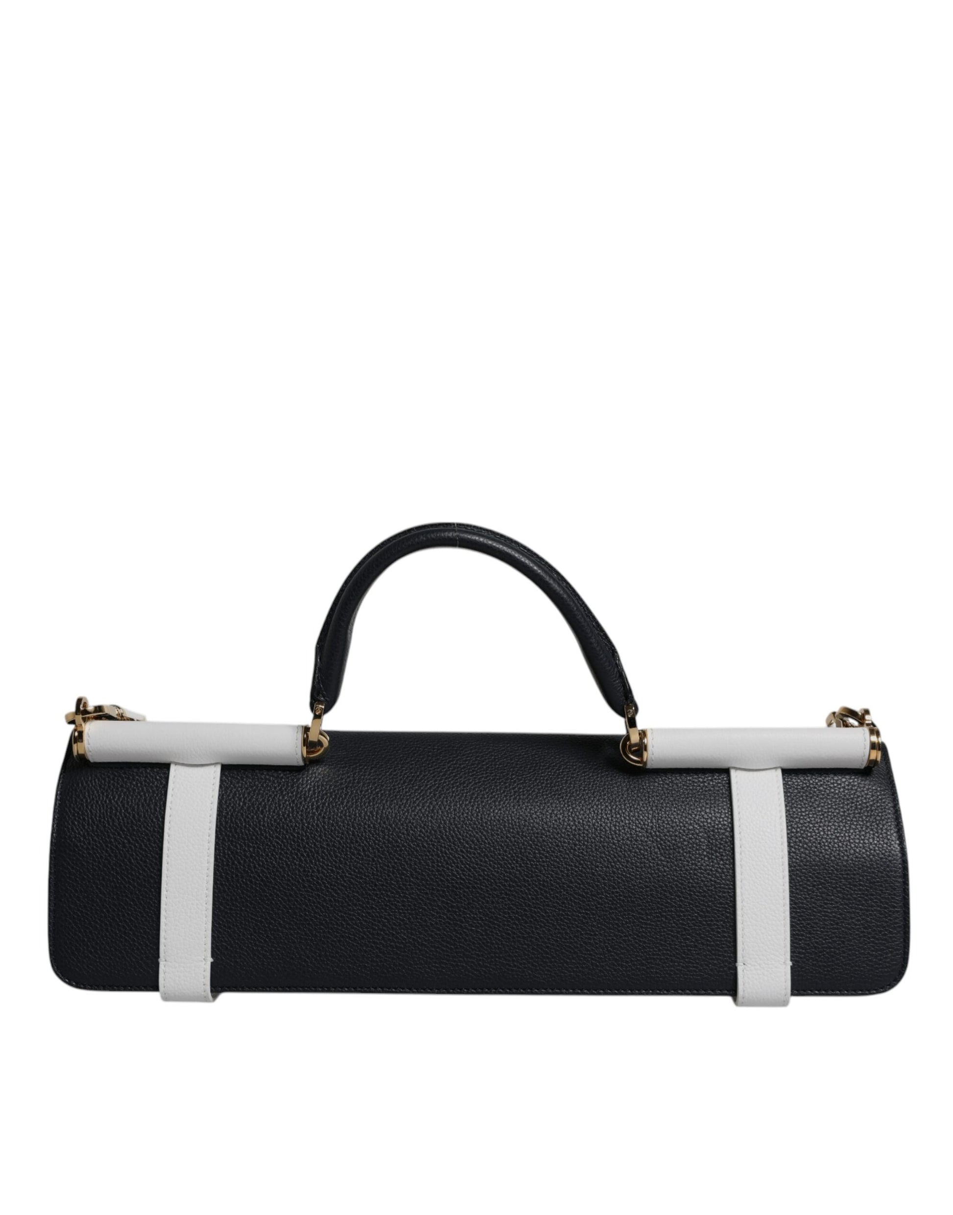 Dolce & Gabbana Blue White Calfskin Leather Crossbody Shoulder Bag by Dolce & Gabbana