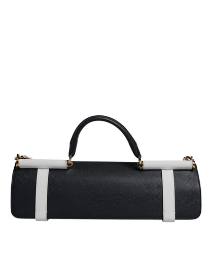 Dolce & Gabbana Blue White Calfskin Leather Crossbody Shoulder Bag by Dolce & Gabbana