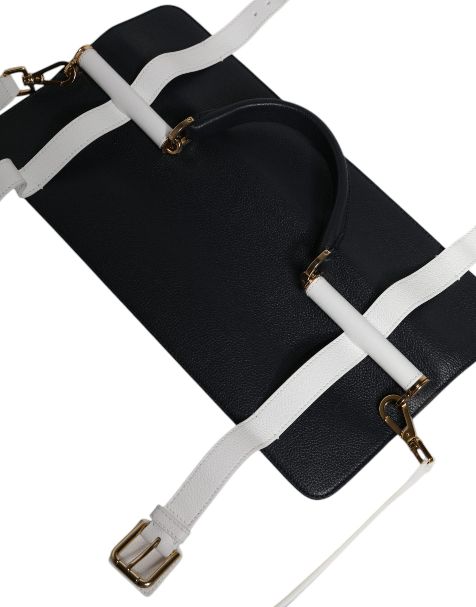 Dolce & Gabbana Blue White Calfskin Leather Crossbody Shoulder Bag by Dolce & Gabbana