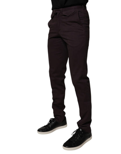 BENCIVENGA Brown Pure Cotton Slim Fit Men Dress Pants by BENCIVENGA