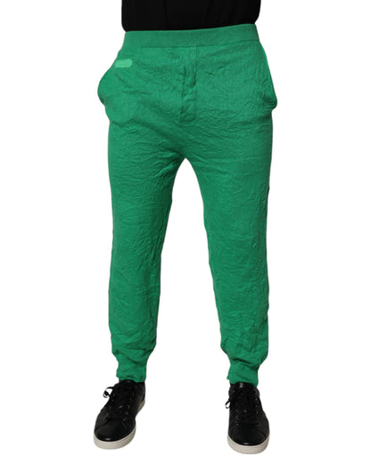 Dsquared² Green Cotton Elastic Waist Men Casual Pants by Dsquared²