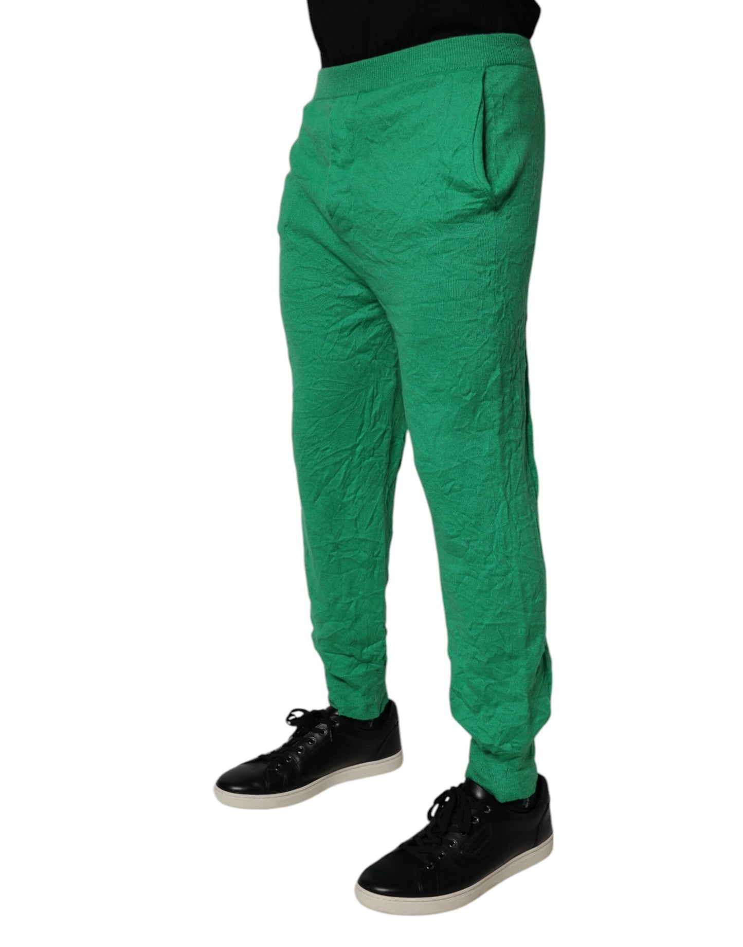 Dsquared² Green Cotton Elastic Waist Men Casual Pants by Dsquared²