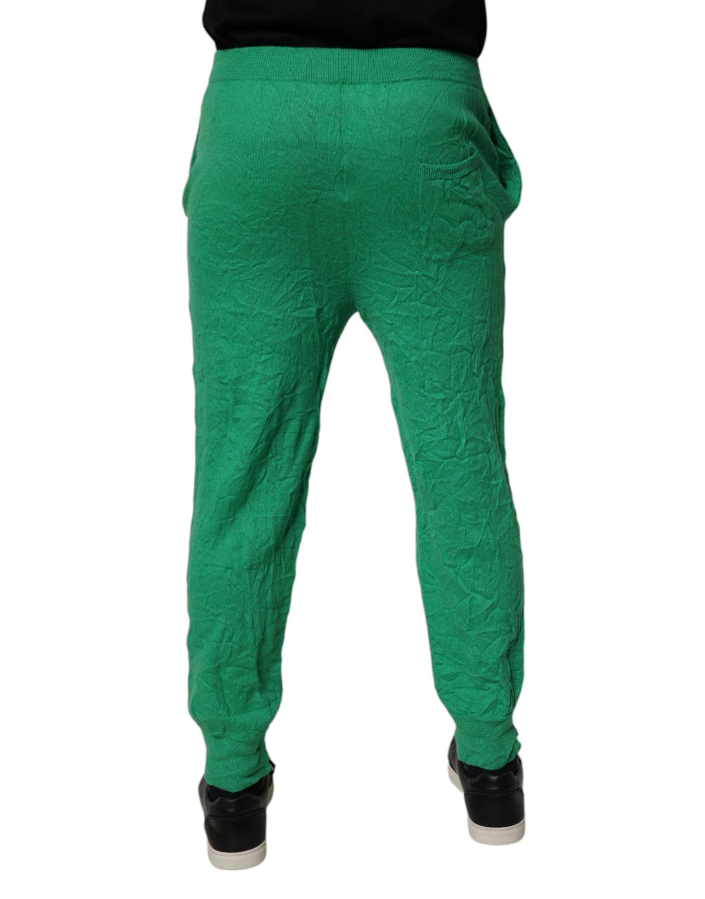 Dsquared² Green Cotton Elastic Waist Men Casual Pants by Dsquared²