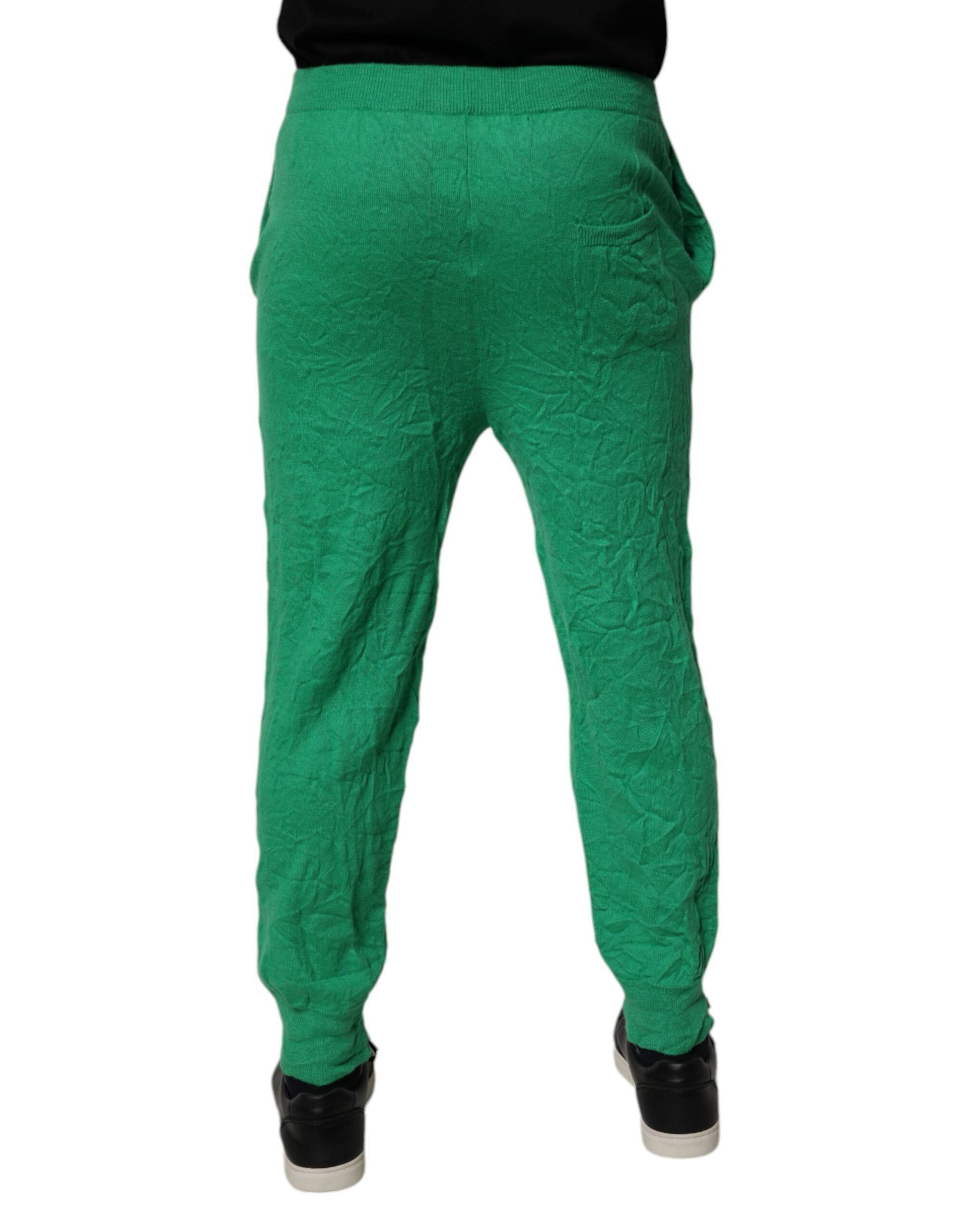 Dsquared² Green Cotton Elastic Waist Men Casual Pants by Dsquared²