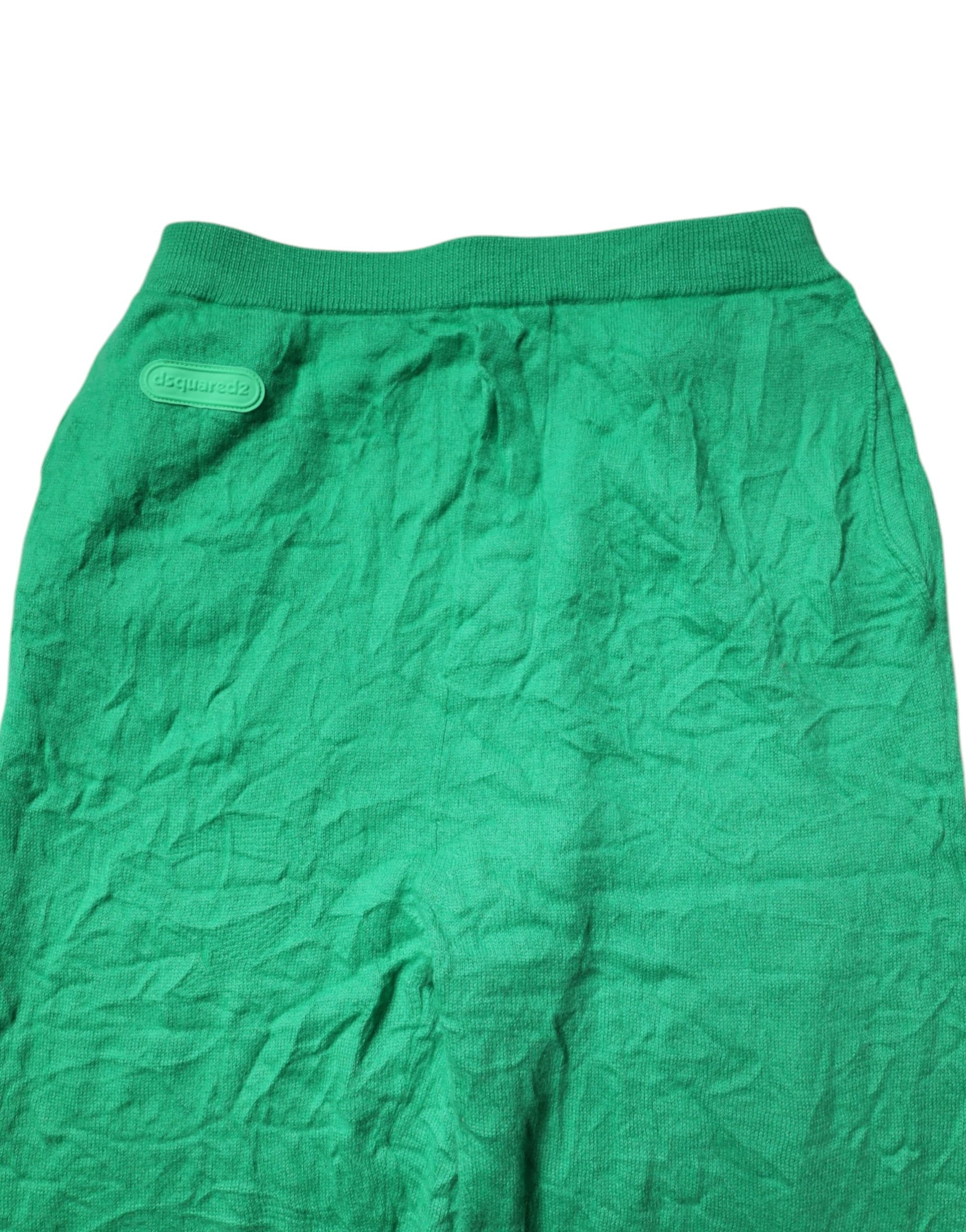 Dsquared² Green Cotton Elastic Waist Men Casual Pants by Dsquared²