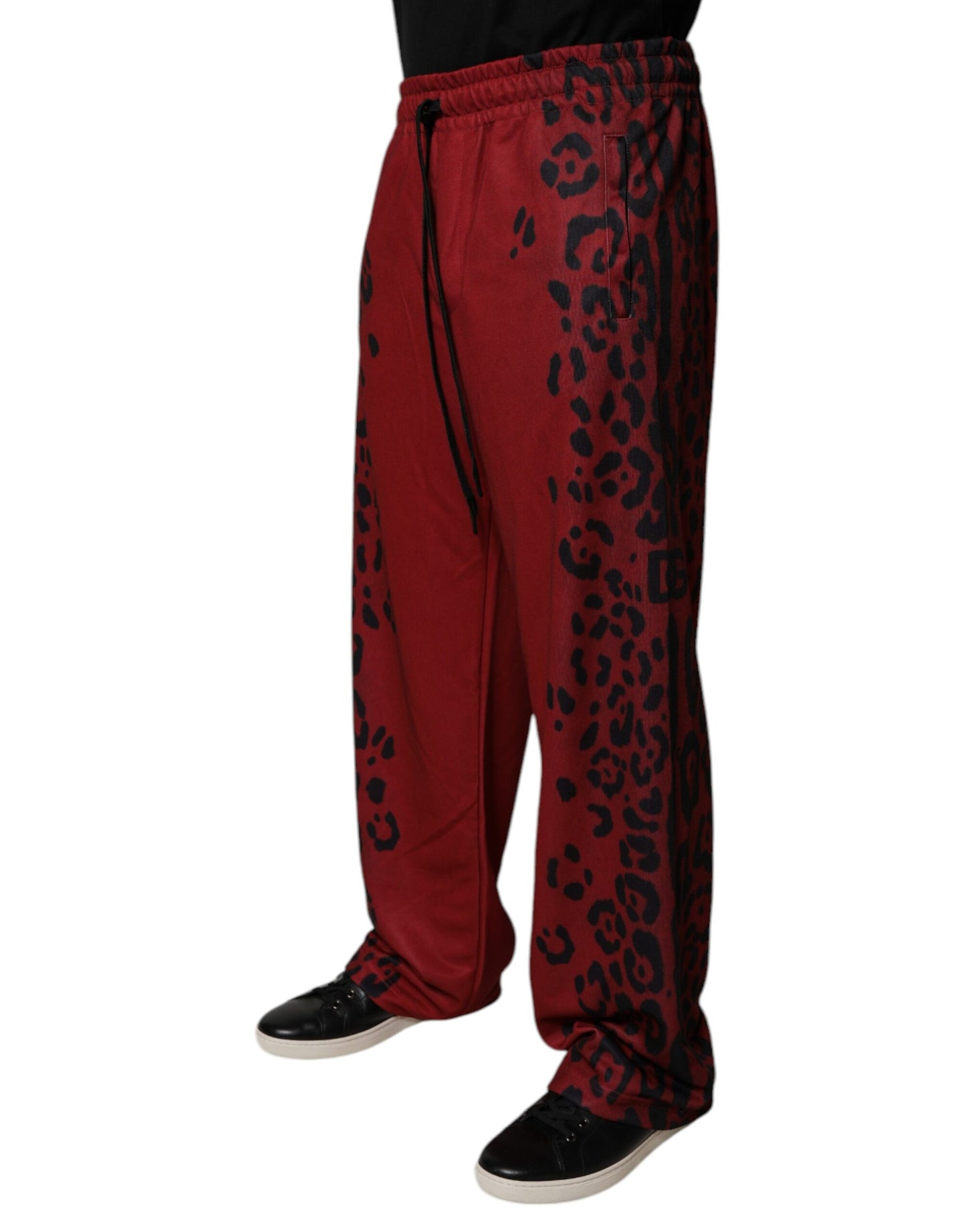 Dolce & Gabbana Red Leopard Print Polyester Men Jogger Pants by Dolce & Gabbana