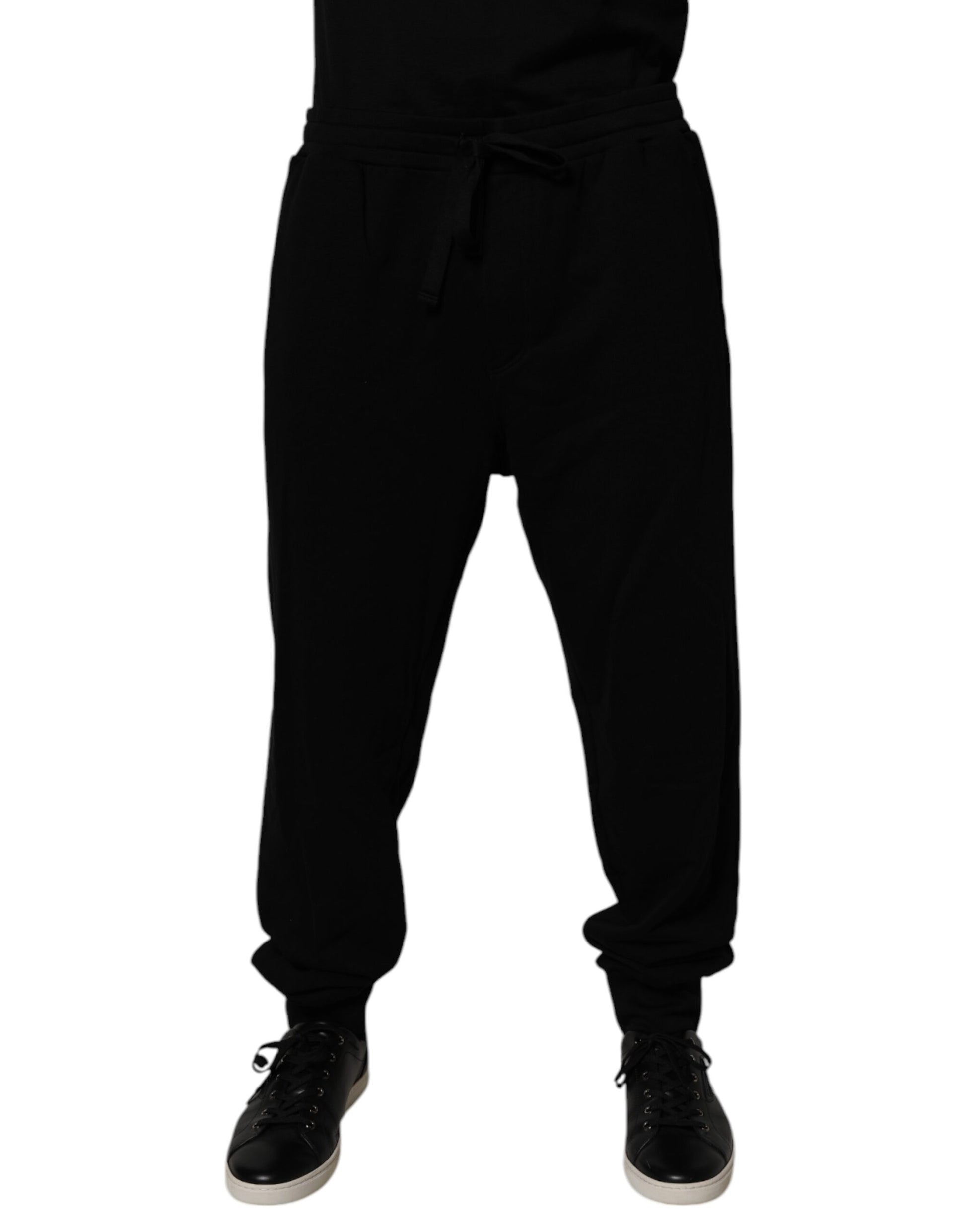 Dolce & Gabbana Black Cotton Crown Logo Jogger Pants by Dolce & Gabbana