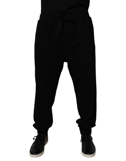 Dolce & Gabbana Black Cotton Crown Logo Jogger Pants by Dolce & Gabbana