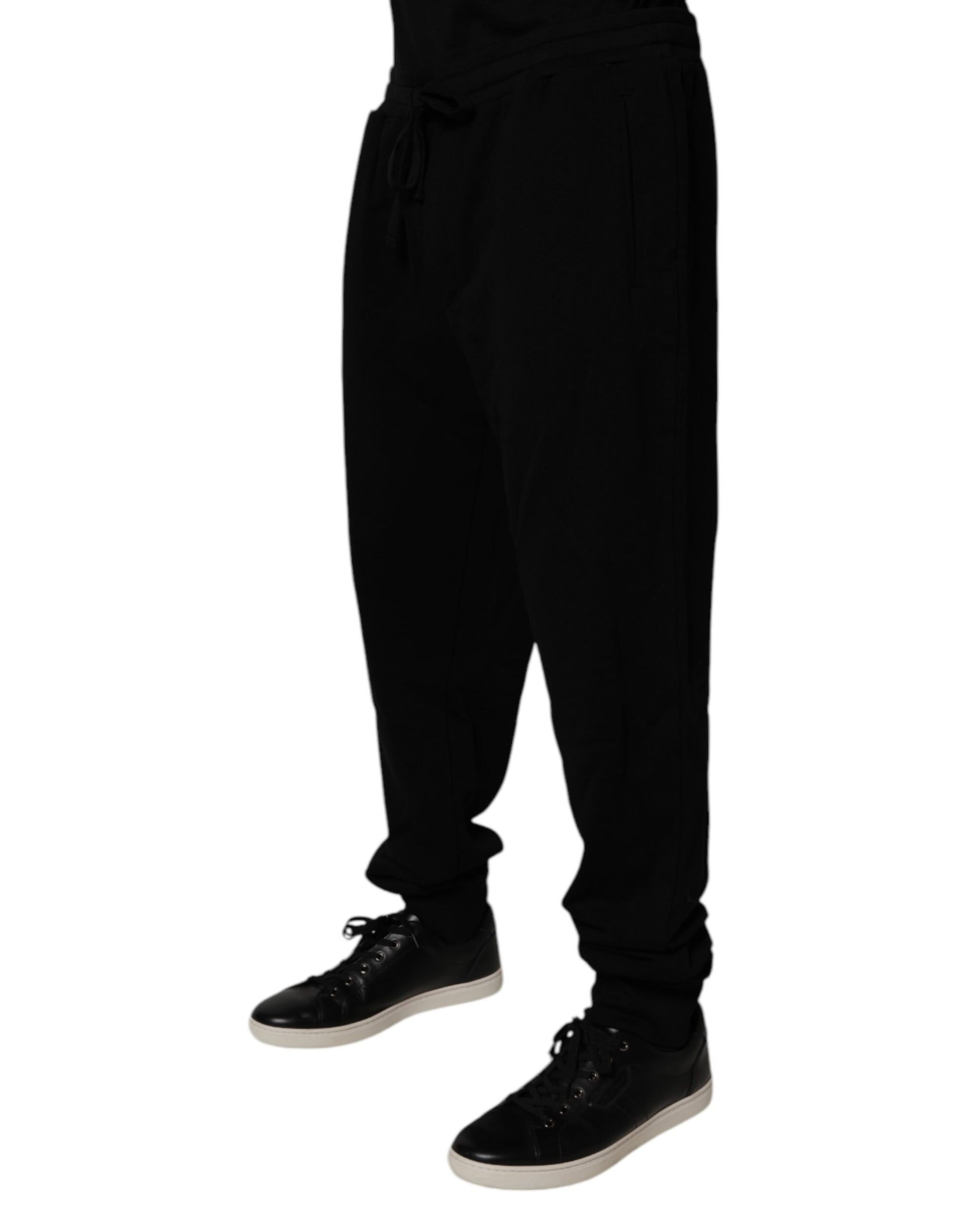 Dolce & Gabbana Black Cotton Crown Logo Jogger Pants by Dolce & Gabbana
