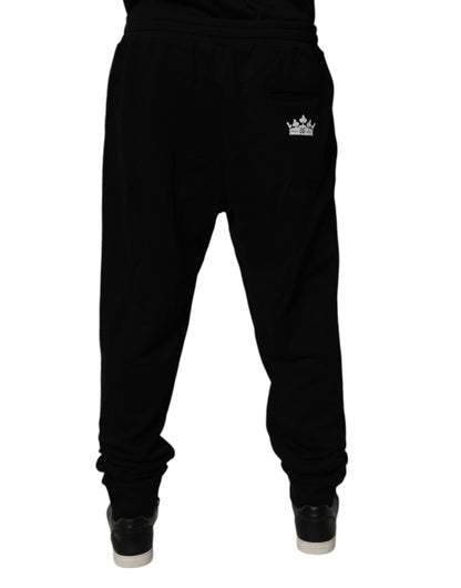 Dolce & Gabbana Black Cotton Crown Logo Jogger Pants by Dolce & Gabbana