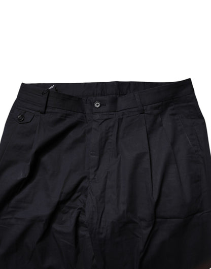 Dolce & Gabbana Dark Blue Cotton Tapered Formal Pants by Dolce & Gabbana