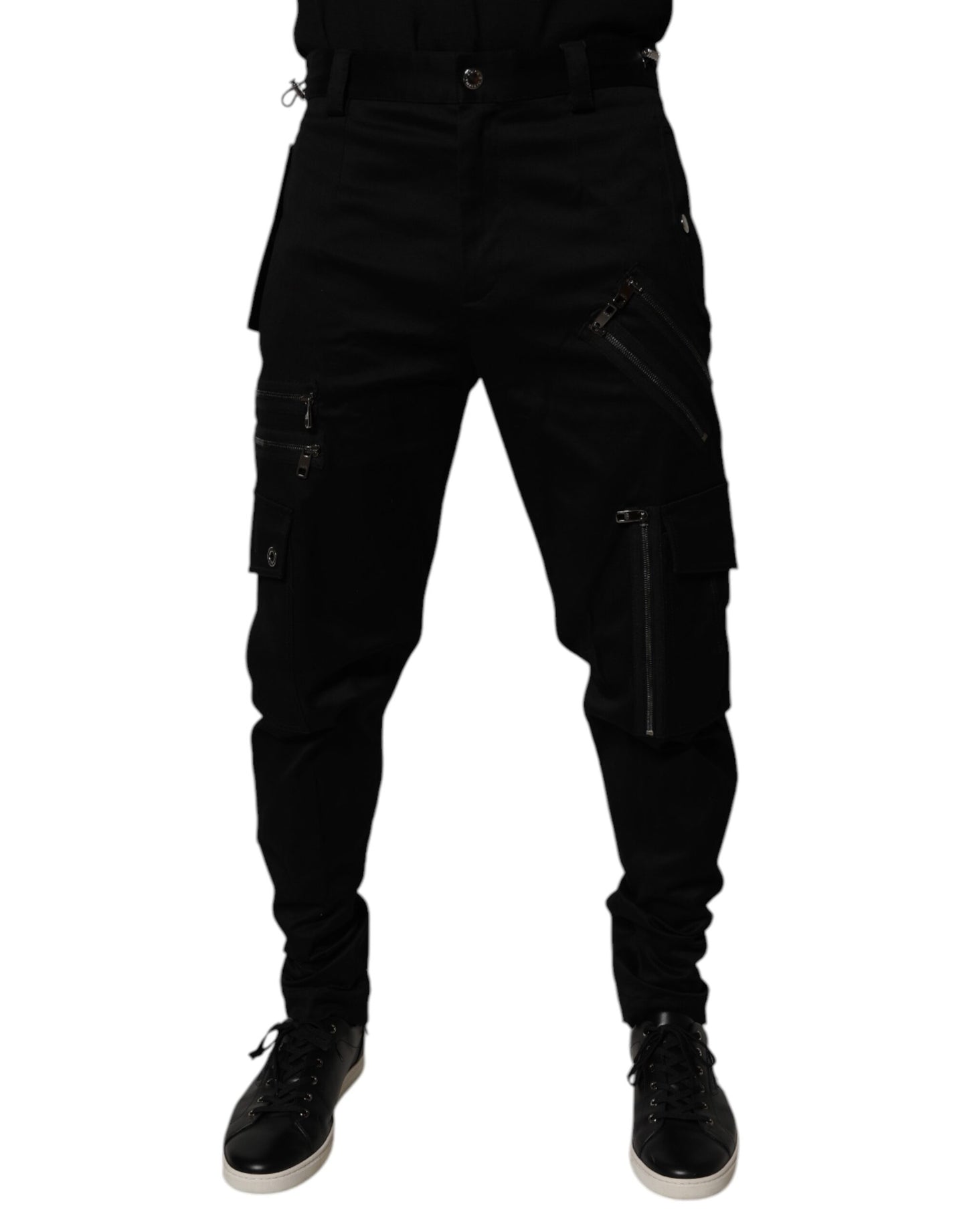 Dolce & Gabbana Black Cotton Cargo Tapered Pants by Dolce & Gabbana