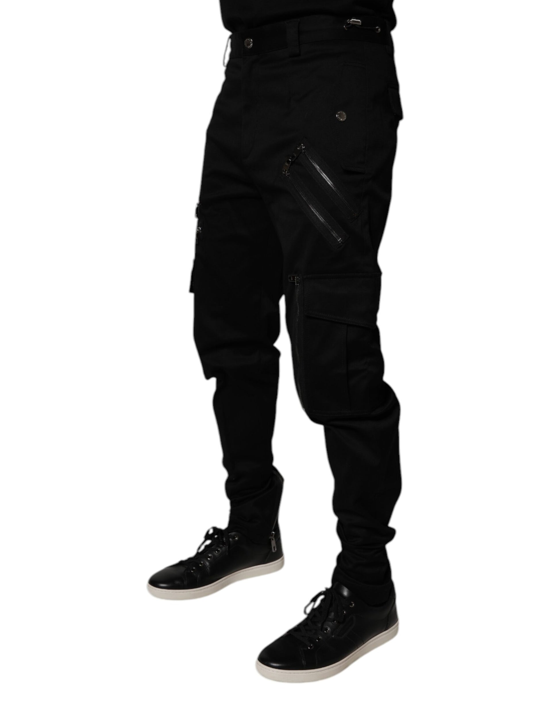 Dolce & Gabbana Black Cotton Cargo Tapered Pants by Dolce & Gabbana