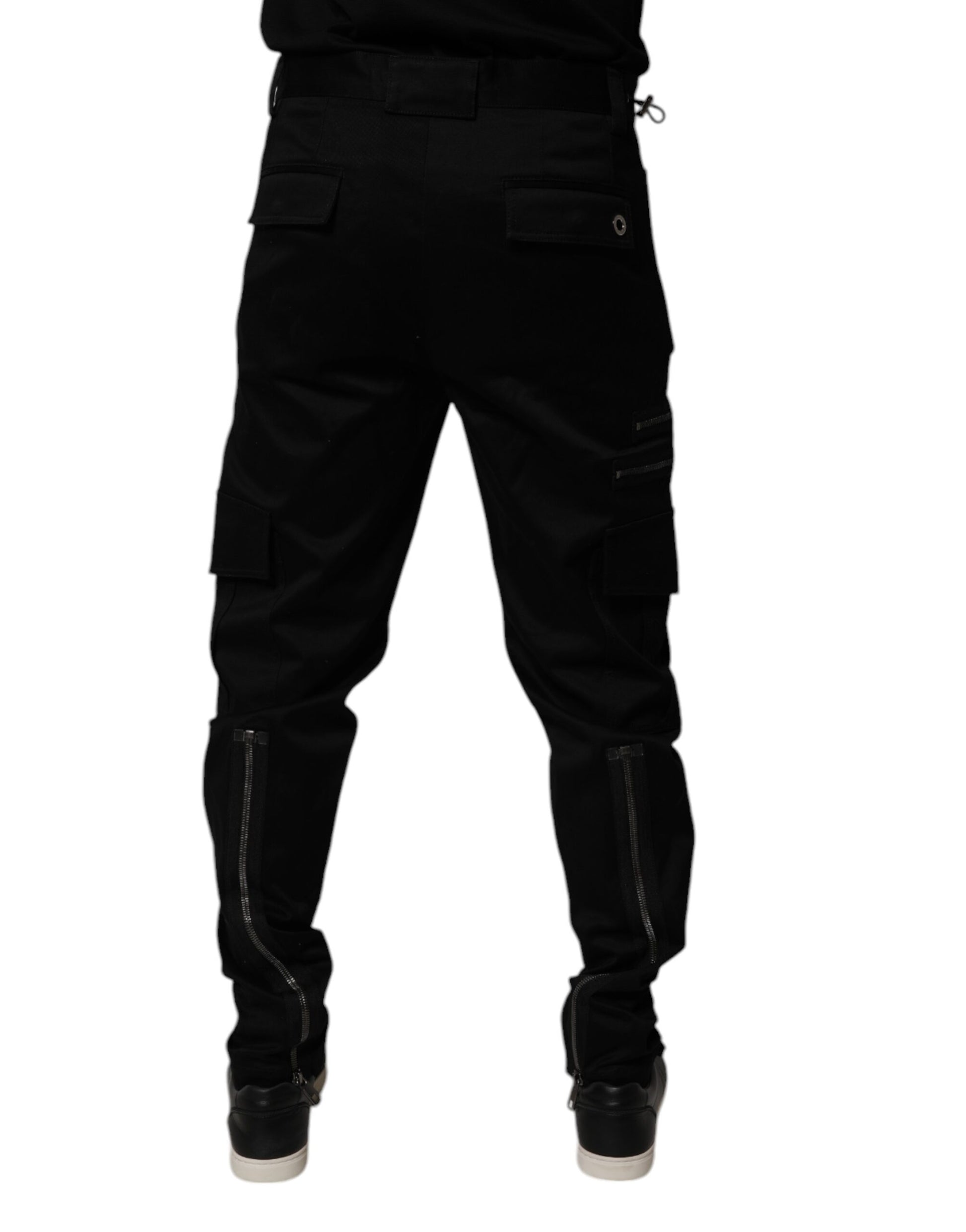 Dolce & Gabbana Black Cotton Cargo Tapered Pants by Dolce & Gabbana