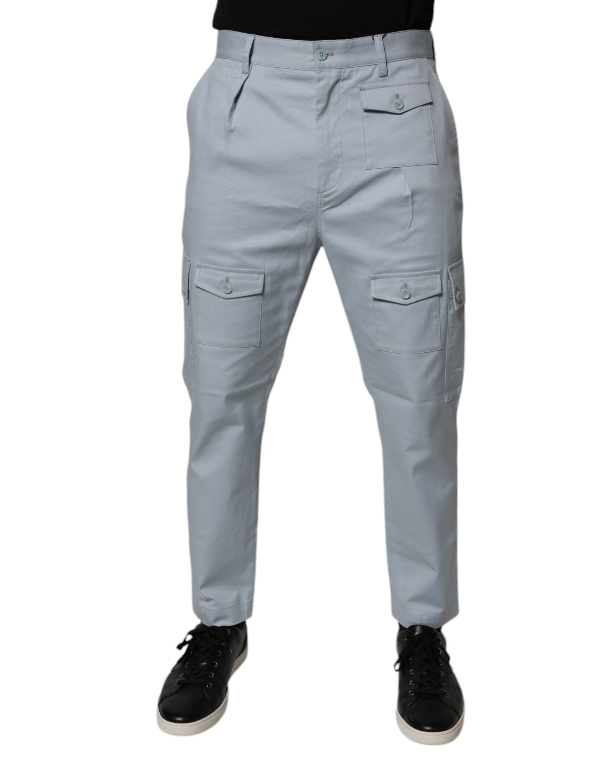 Dolce & Gabbana Light Blue Cotton Cargo Tapered Pants by Dolce & Gabbana