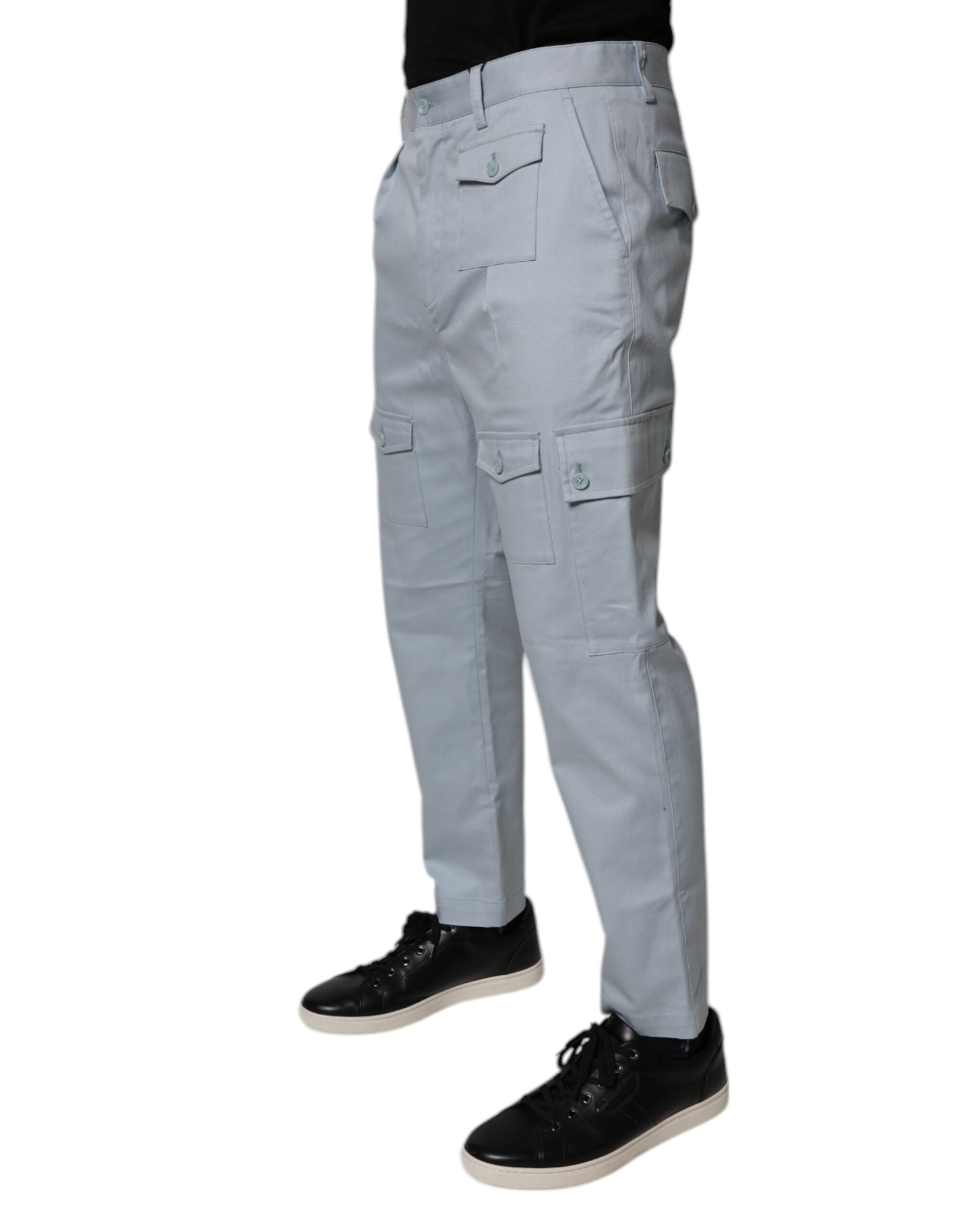 Dolce & Gabbana Light Blue Cotton Cargo Tapered Pants by Dolce & Gabbana