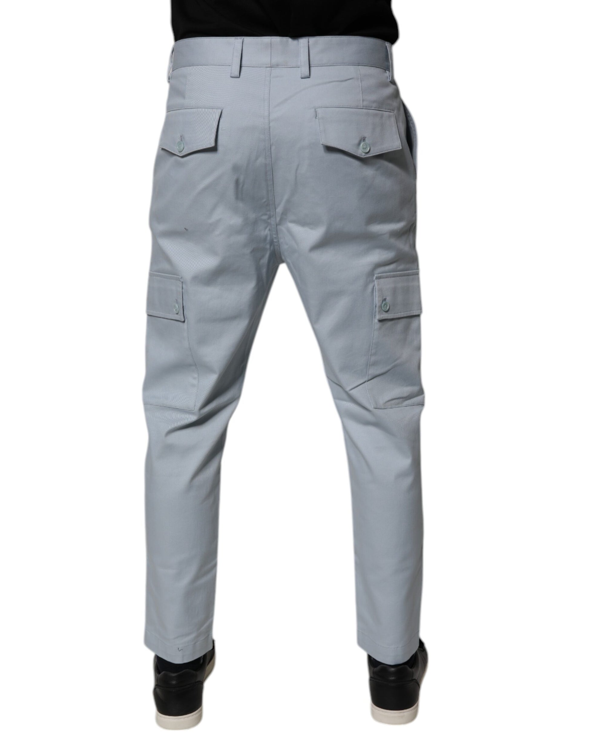 Dolce & Gabbana Light Blue Cotton Cargo Tapered Pants by Dolce & Gabbana