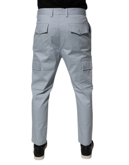 Dolce & Gabbana Light Blue Cotton Cargo Tapered Pants by Dolce & Gabbana