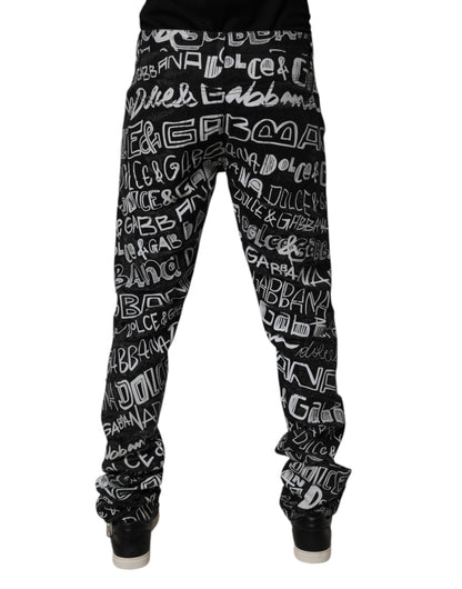 Dolce & Gabbana Black Cotton Logo Print Straight Denim Jeans by Dolce & Gabbana