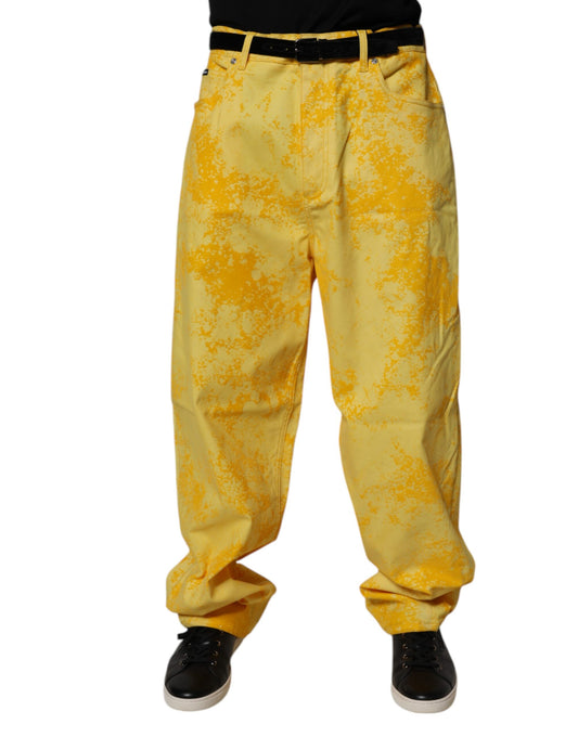 Dolce & Gabbana Yellow Tie Dye Cotton Straight Denim Jeans by Dolce & Gabbana