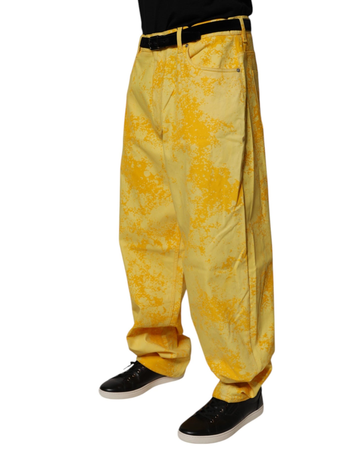 Dolce & Gabbana Yellow Tie Dye Cotton Straight Denim Jeans by Dolce & Gabbana