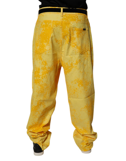 Dolce & Gabbana Yellow Tie Dye Cotton Straight Denim Jeans by Dolce & Gabbana