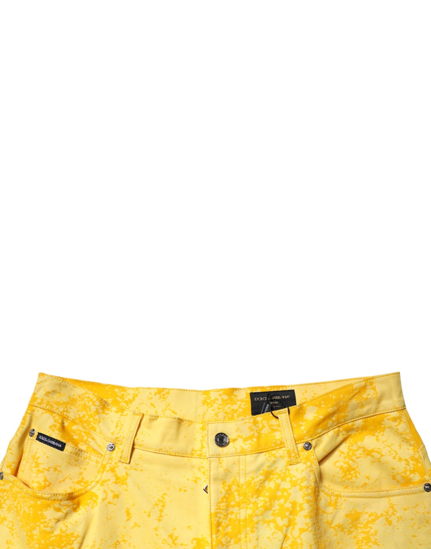 Dolce & Gabbana Yellow Tie Dye Cotton Straight Denim Jeans by Dolce & Gabbana
