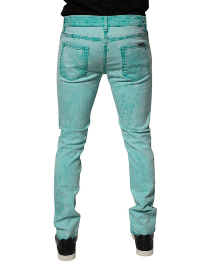 Dolce & Gabbana Green Tie Dye Cotton Skinny Men Denim Jeans by Dolce & Gabbana