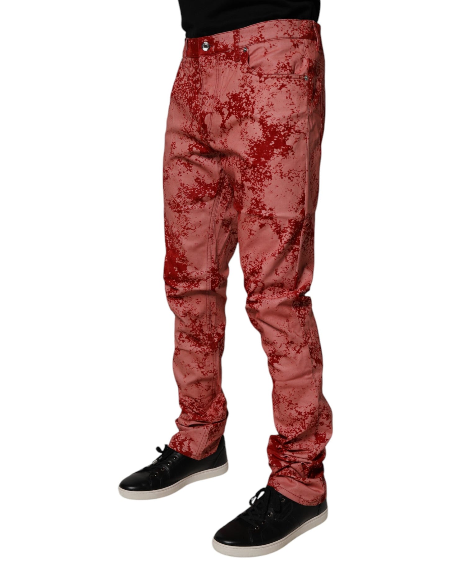 Dolce & Gabbana Red Tie Dye Cotton Skinny Men Denim Jeans by Dolce & Gabbana