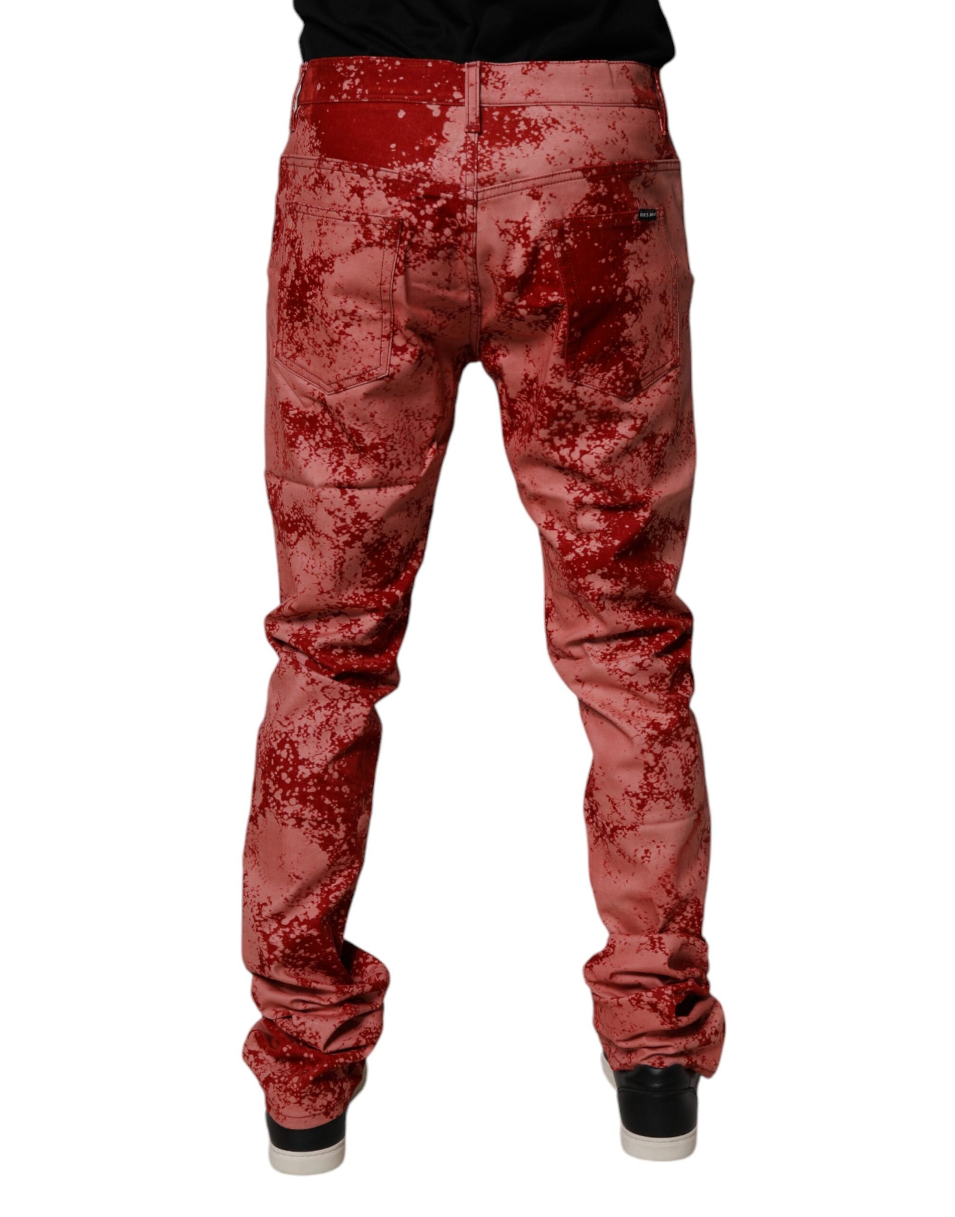 Dolce & Gabbana Red Tie Dye Cotton Skinny Men Denim Jeans by Dolce & Gabbana