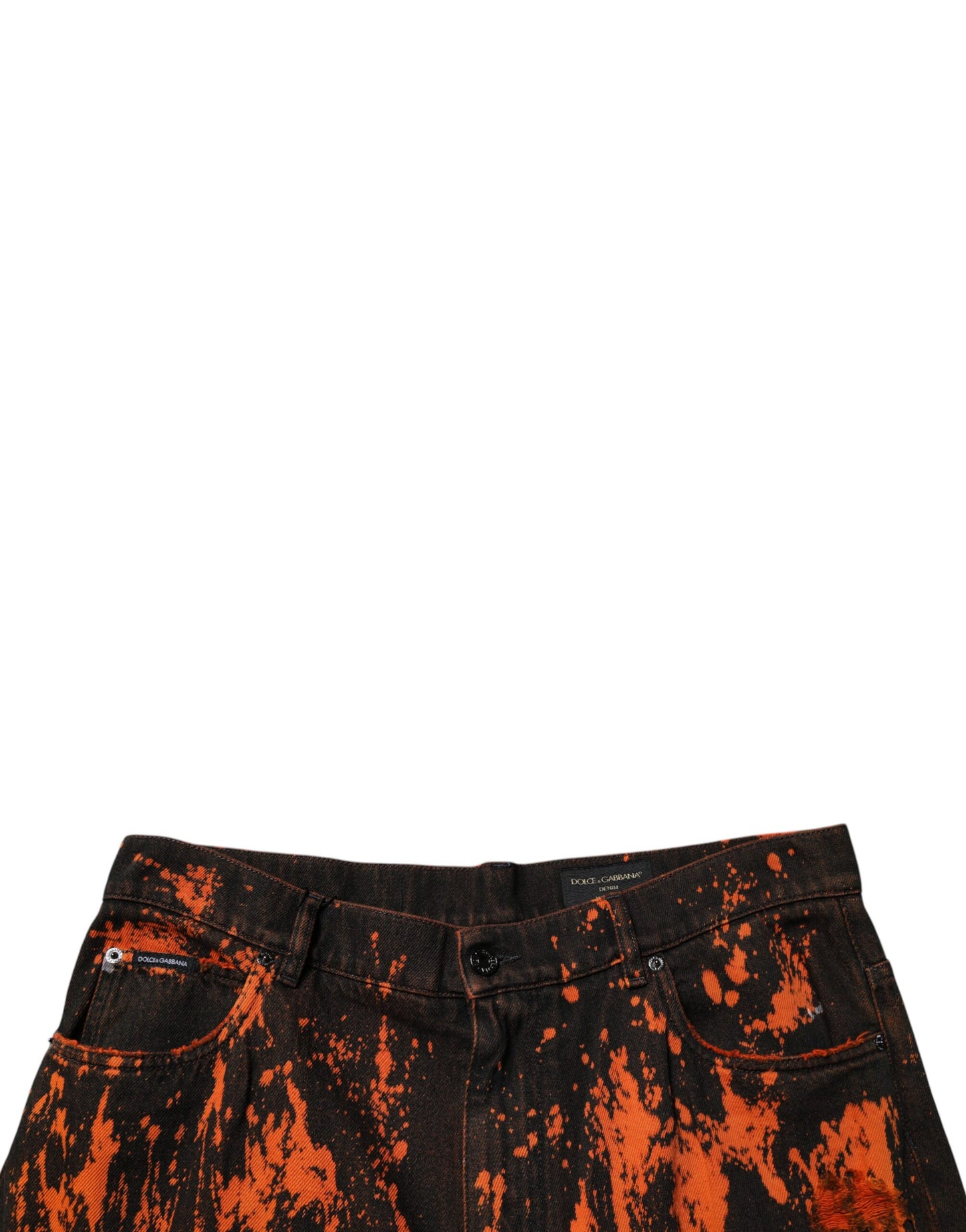 Dolce & Gabbana Black Red Tie Dye Cotton Straight Denim Jeans by Dolce & Gabbana