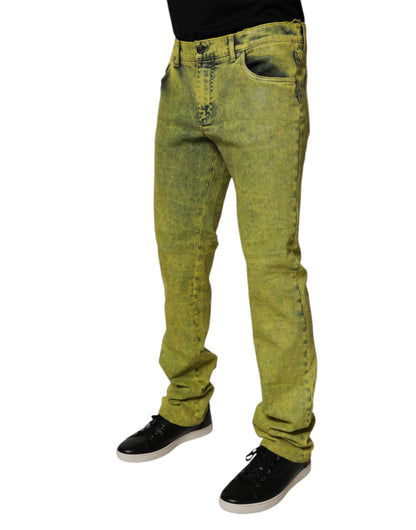Dolce & Gabbana Yellow Cotton Stretch Skinny Men Denim Jeans by Dolce & Gabbana