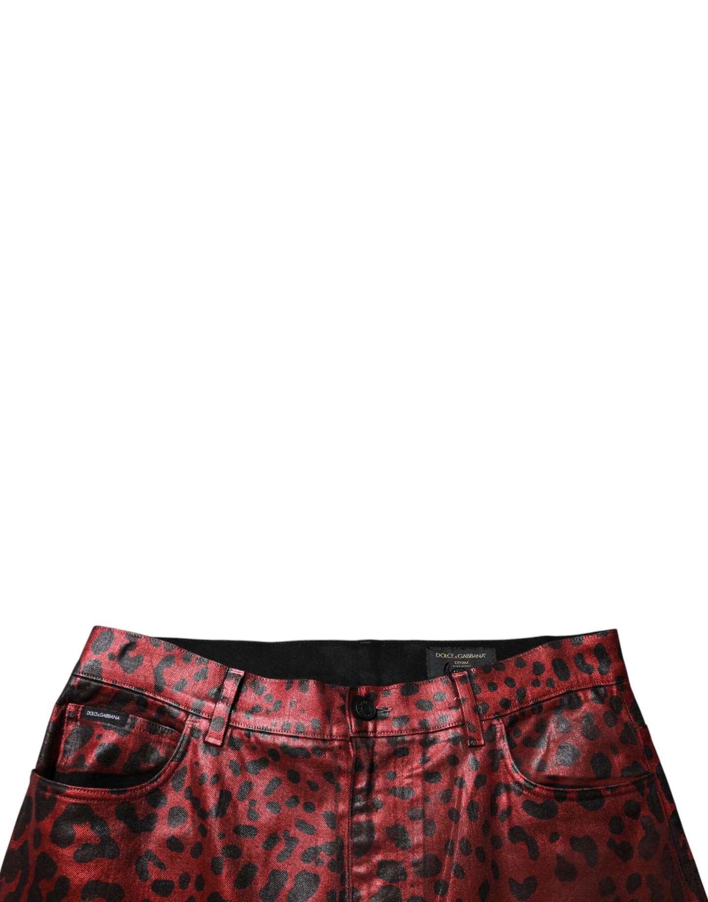 Dolce & Gabbana Red Leopard Cotton Straight Men Denim Jeans by Dolce & Gabbana
