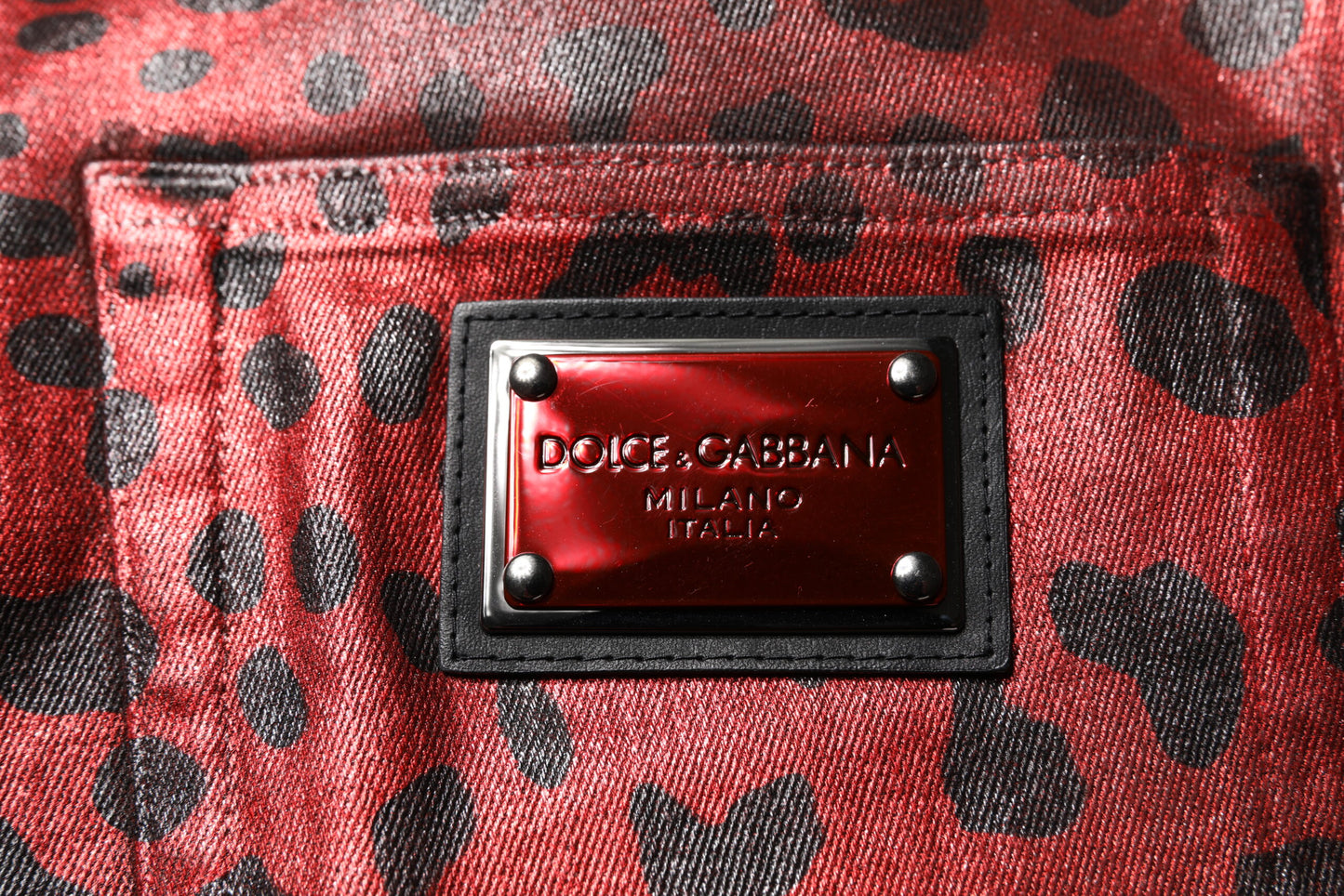 Dolce & Gabbana Red Leopard Cotton Straight Men Denim Jeans by Dolce & Gabbana