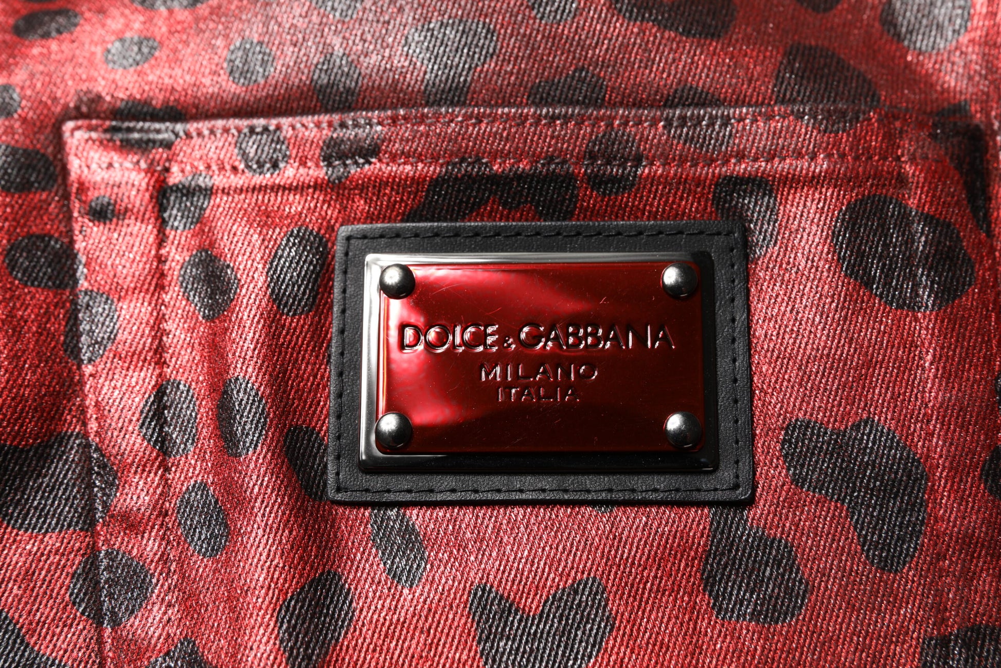 Dolce & Gabbana Red Leopard Cotton Straight Men Denim Jeans by Dolce & Gabbana