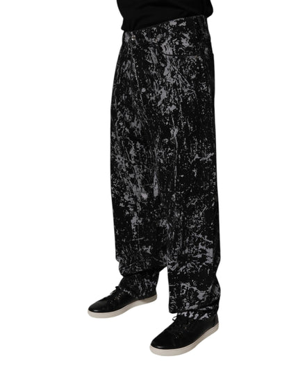 Dolce & Gabbana Black Tie Dye Cotton Straight Men Denim Jeans by Dolce & Gabbana