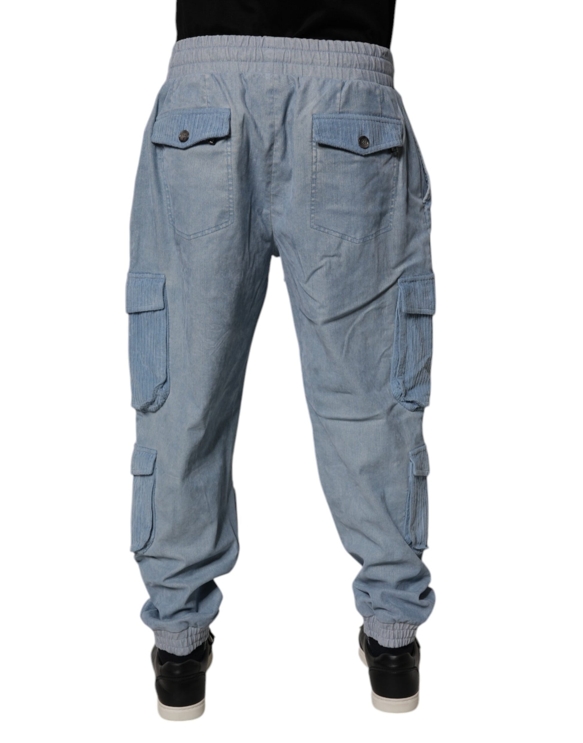Dolce & Gabbana Light Blue Cotton Jogger Cargo Men Denim Pants by Dolce & Gabbana