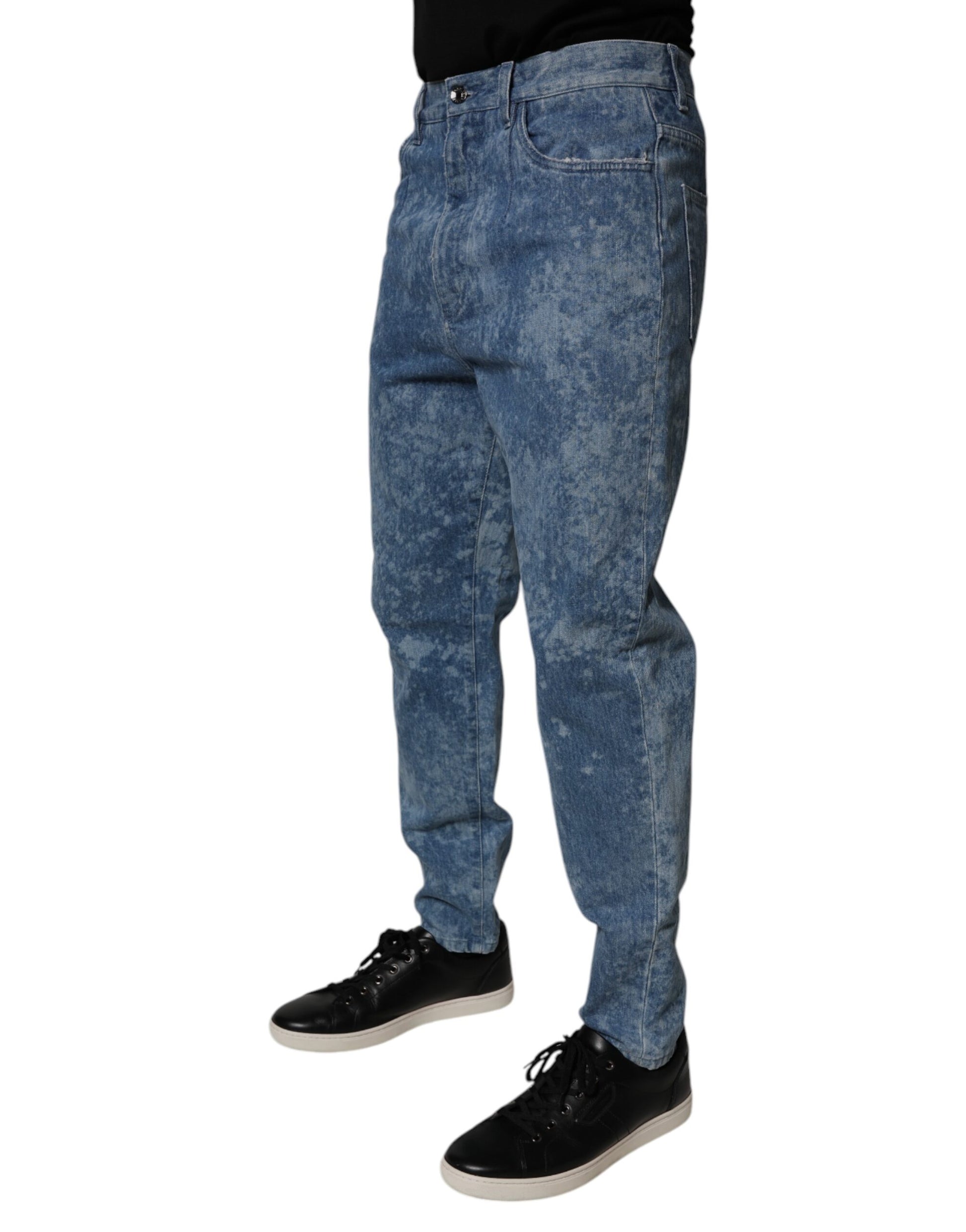 Dolce & Gabbana Blue Tie Dye Cotton Skinny Men Denim Jeans by Dolce & Gabbana