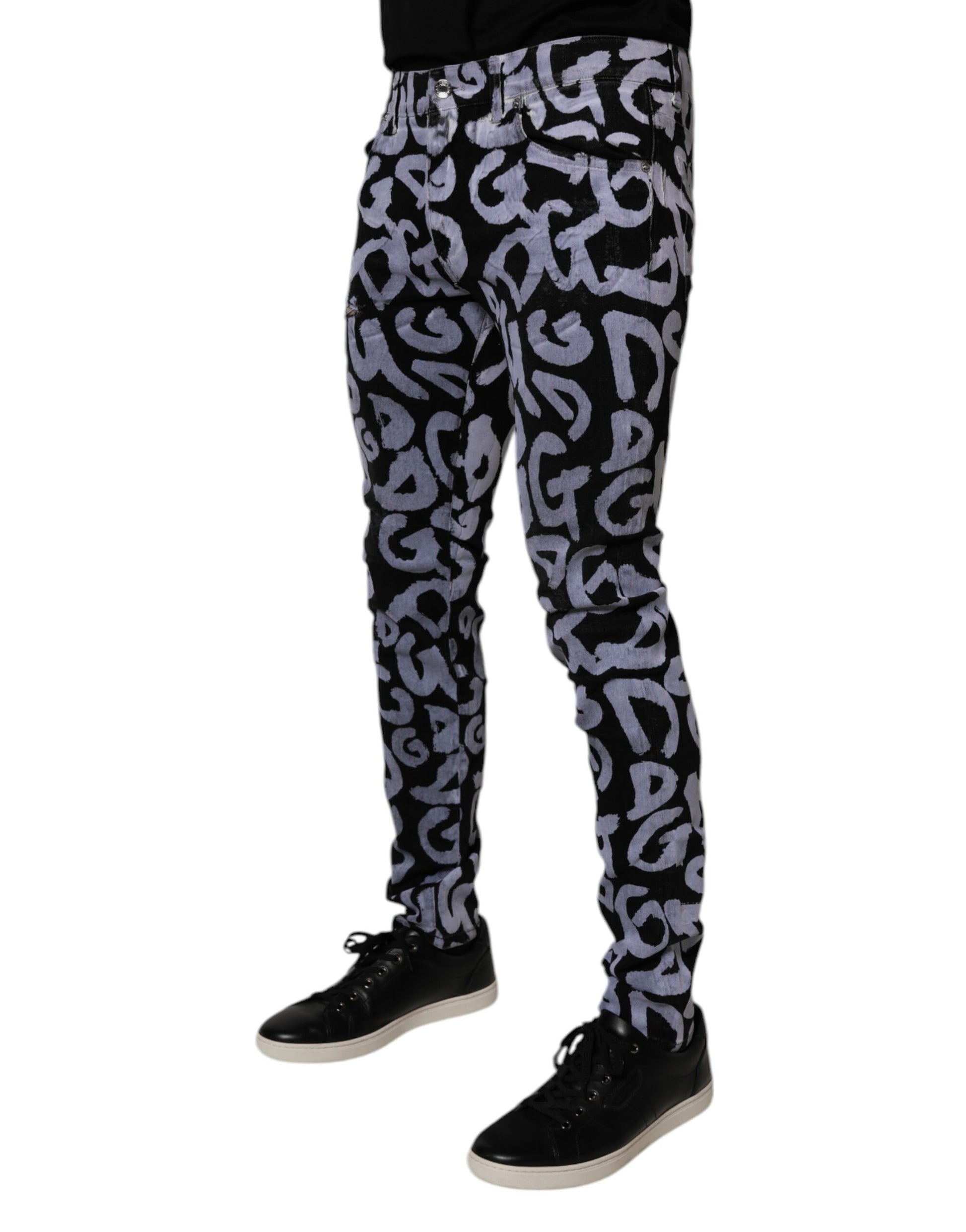 Dolce & Gabbana Black Logo Monogram Cotton Skinny Denim Jeans by Dolce & Gabbana