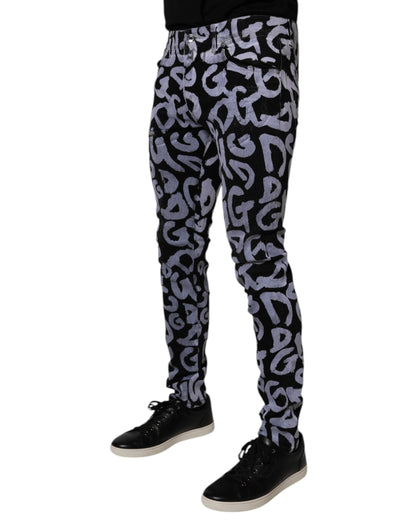 Dolce & Gabbana Black Logo Monogram Cotton Skinny Denim Jeans by Dolce & Gabbana