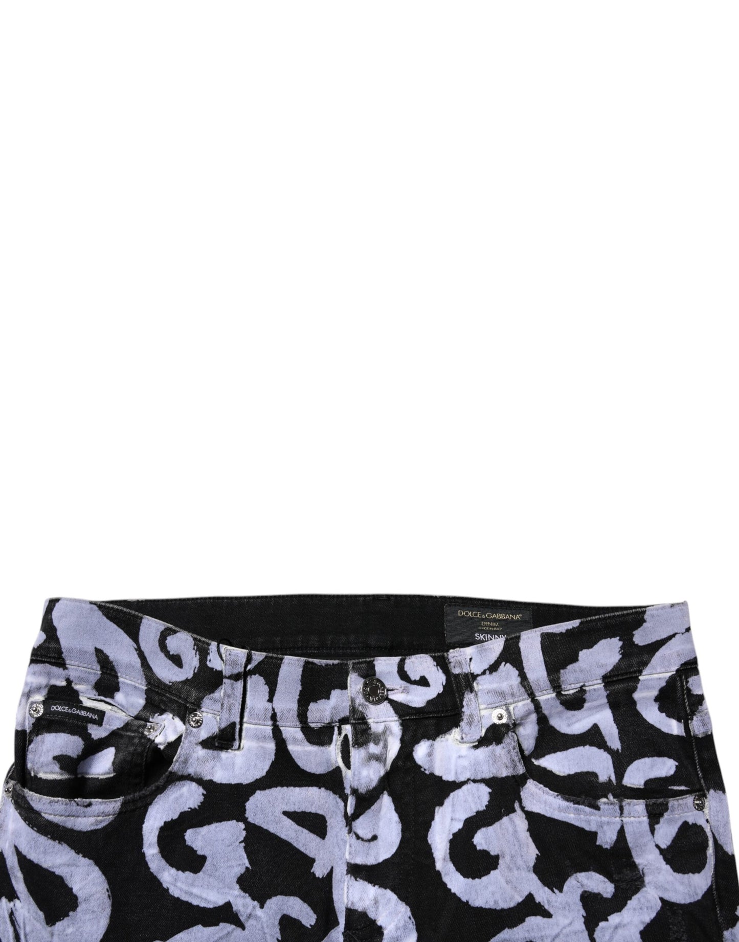Dolce & Gabbana Black Logo Monogram Cotton Skinny Denim Jeans by Dolce & Gabbana